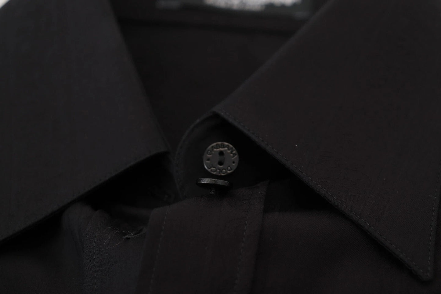Dolce &amp; Gabbana – Schwarzes Langarmhemd aus Baumwolle mit Kragen