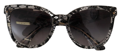 Dolce & Gabbana DG4190 Black Lace Acetate Crystal Round Sunglasses