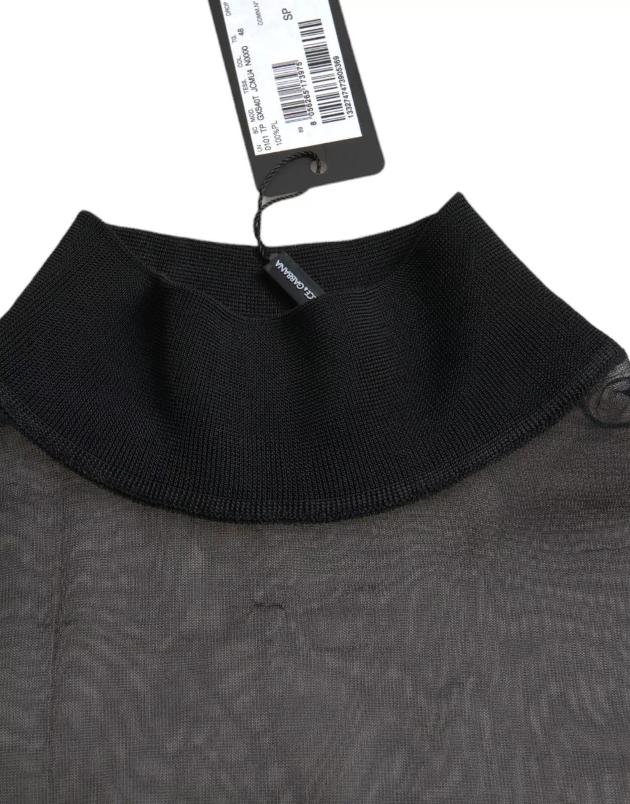 Dolce &amp; Gabbana – Transparentes Blusenoberteil mit Rollkragen und schwarzem Netzstoff