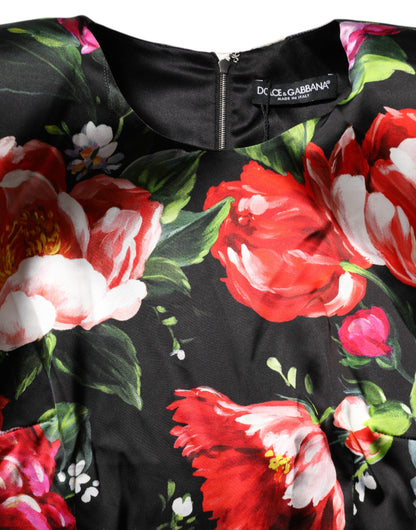 Dolce &amp; Gabbana Schwarzes, figurbetontes Blumenkleid von Fiori Pittorici