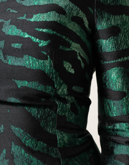Dolce &amp; Gabbana – Schwarzes, grünes, metallisches Jacquard-Minikleid