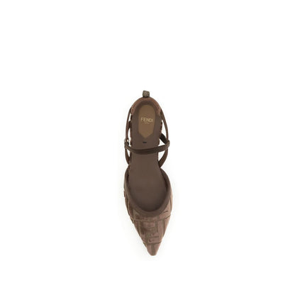 Fendi Brown Polyamide Ballet Flats