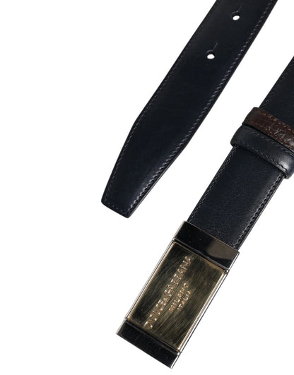 Dolce &amp; Gabbana Wendegürtel aus blaubraunem Leder mit Schnalle