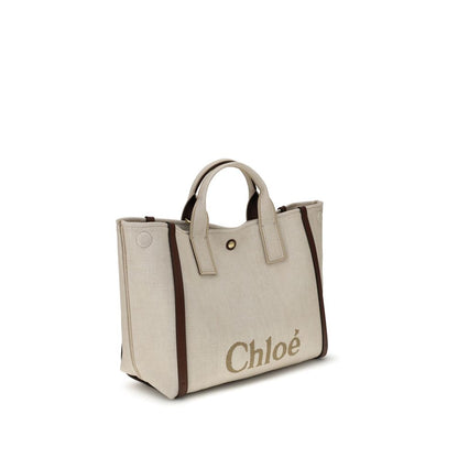 Chloé Schultertasche aus beigefarbener Baumwolle