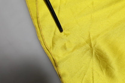 Tonello Gelbes Seidensatin-Maxikleid mit Spaghettiträgern