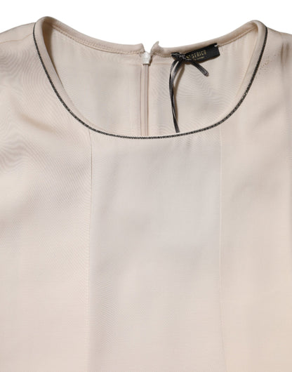 Peserico Beige Viscose Pleated Sleeveless Long Maxi Dress