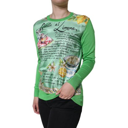 Dolce &amp; Gabbana Grüner Pullover mit Zitronendruck aus Seide für Damen