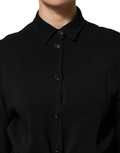 Emporio Armani – Schwarzes Hemdkleid aus Viskosemischung mit Gürtel