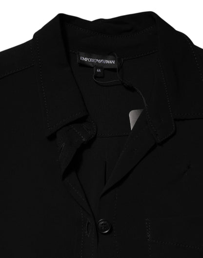 Emporio Armani – Schwarzes Hemdkleid aus Viskosemischung mit Gürtel