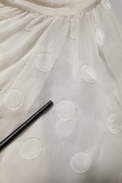 Dolce &amp; Gabbana – Weißes, gepunktetes Hemd mit Fliege aus transparenter Seide