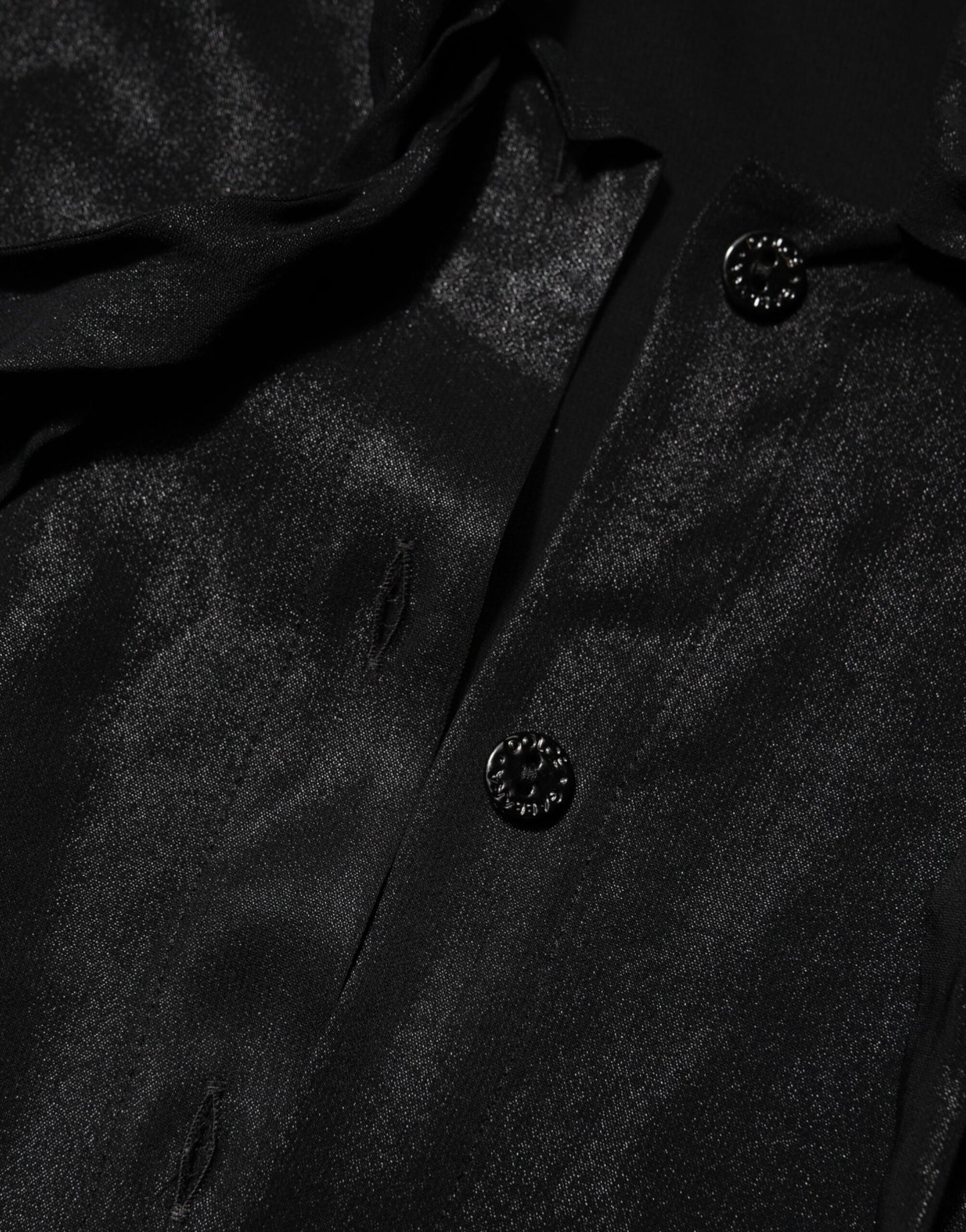 Dolce &amp; Gabbana – Schwarzes Blusenoberteil aus Viskose mit langen Ärmeln und Bindeband am Hals