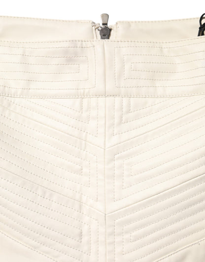 Guess Beige Kunstleder gesteppt Mini High Waist Damenrock