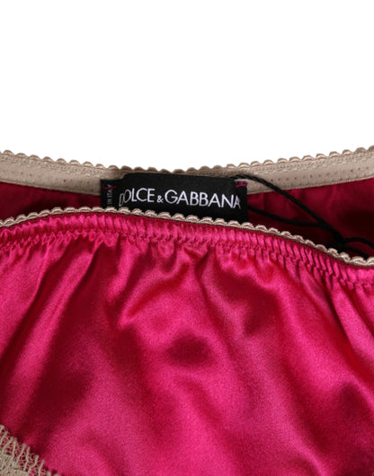 Dolce &amp; Gabbana Pink Seidensatin Spitzenbesatz Neue Slip-Unterwäsche