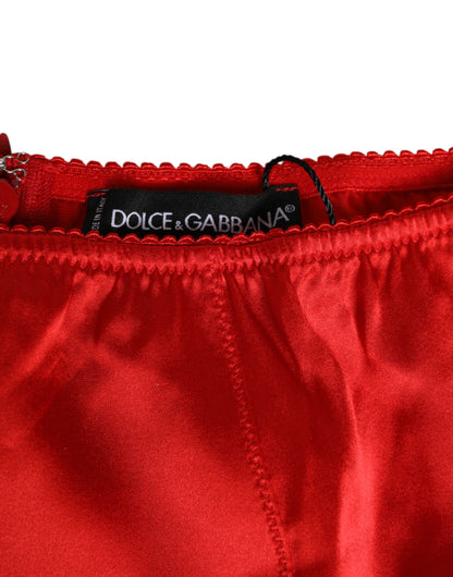 Dolce &amp; Gabbana – Hochtaillierter Slip aus rotem Seidensatin Damen Underwear