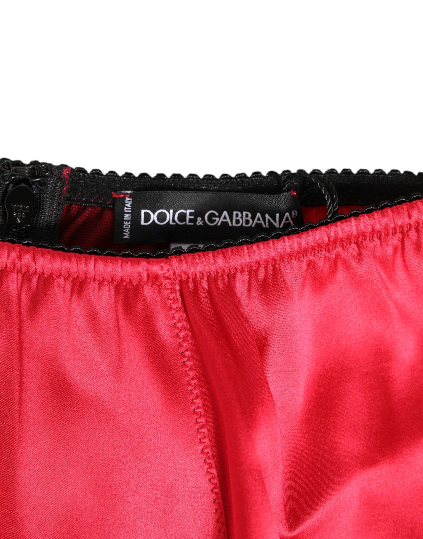 Dolce &amp; Gabbana – Slip mit hoher Taille aus rotem Seidensatin