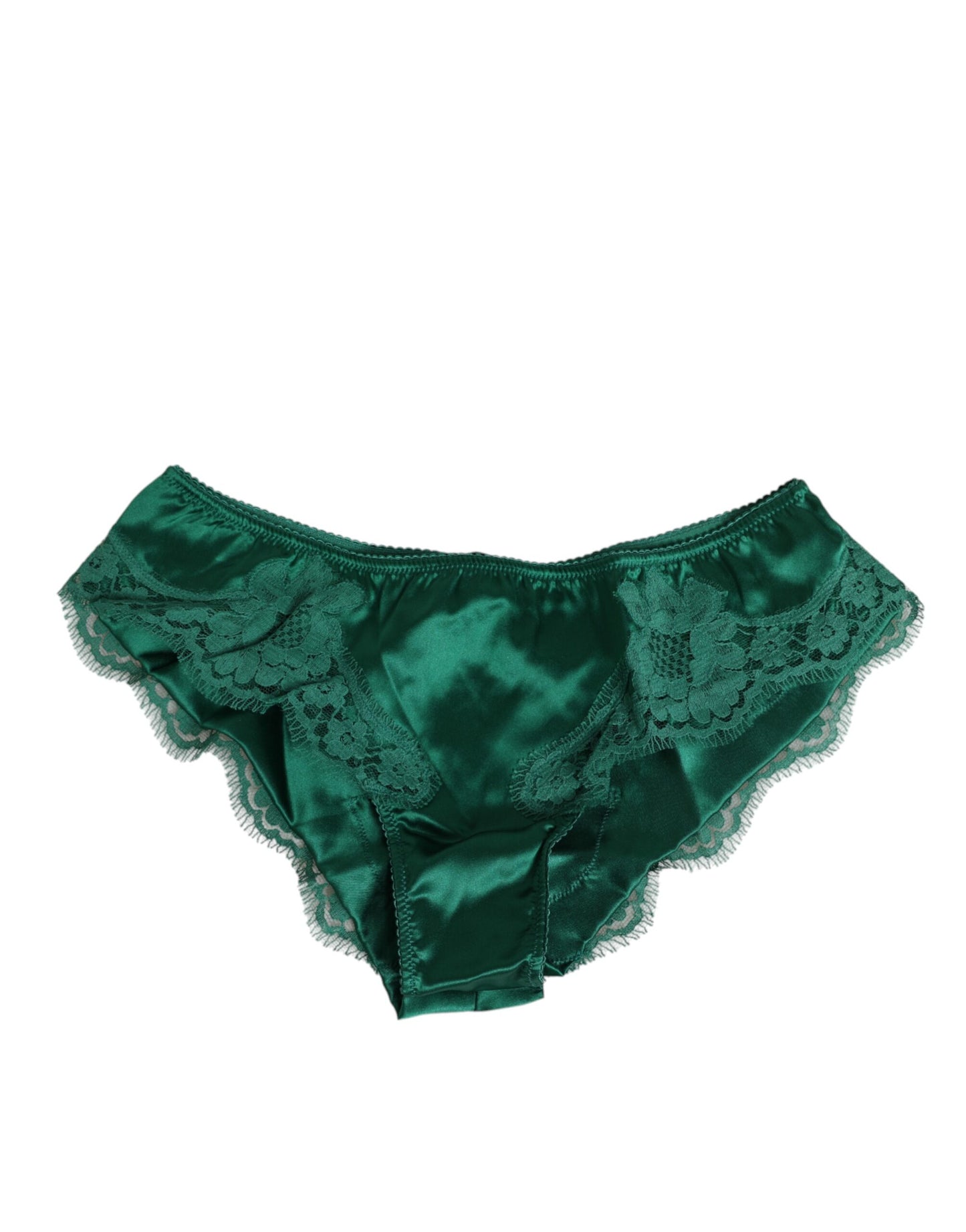 Dolce & Gabbana Green Satin Lace Briefs Women Underwear