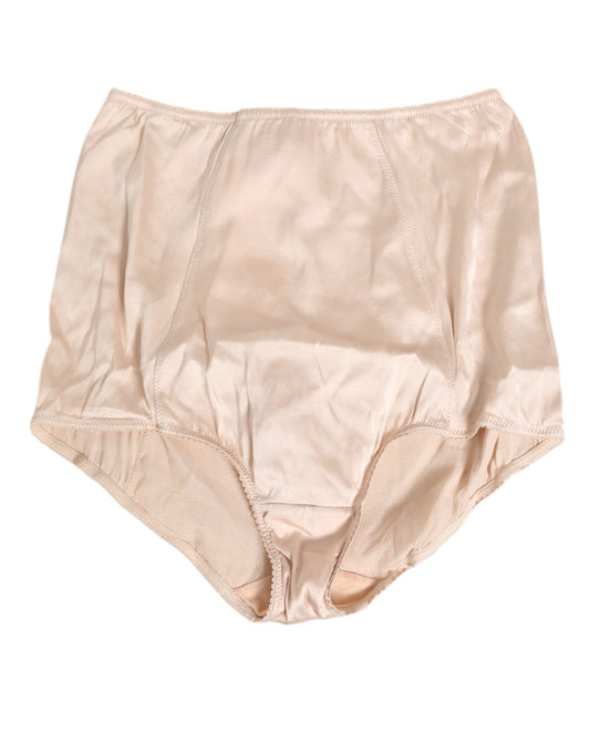 Dolce &amp; Gabbana Beige Rosato Seidensatin High Waist Unterwäsche