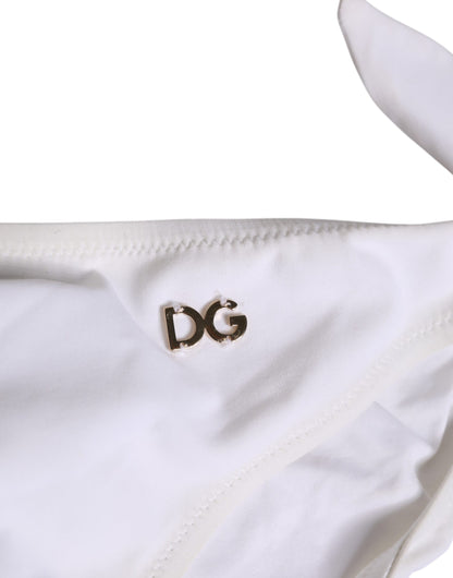 Dolce &amp; Gabbana – Weiße Bikinihose mit seitlicher Schnürung und Logo