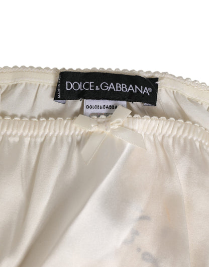 Dolce &amp; Gabbana Weiße Seidensatin-Dessous-Höschen-Unterwäsche