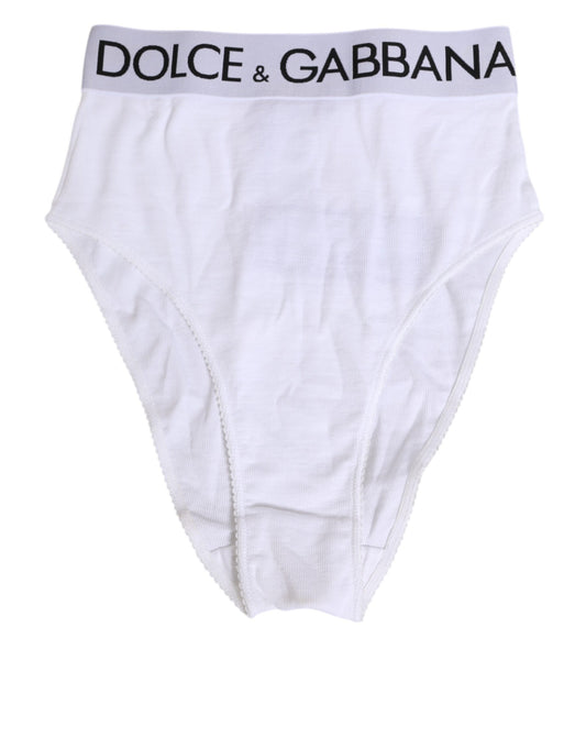 Dolce & Gabbana White Cotton Elastic DG Logo Waistband  Underwear