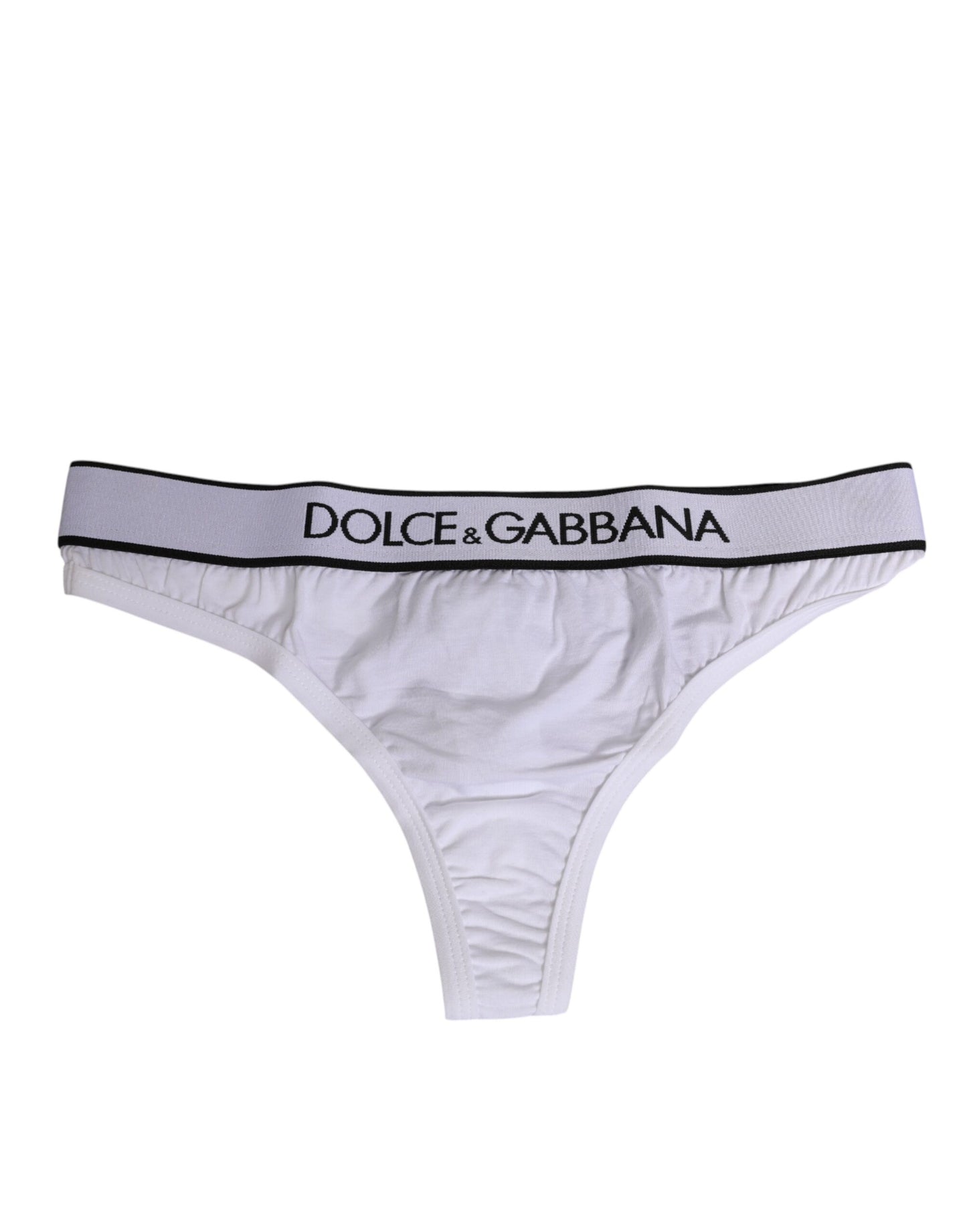 Dolce &amp; Gabbana – Tanga aus Modalbaumwolle mit weißem Logobund