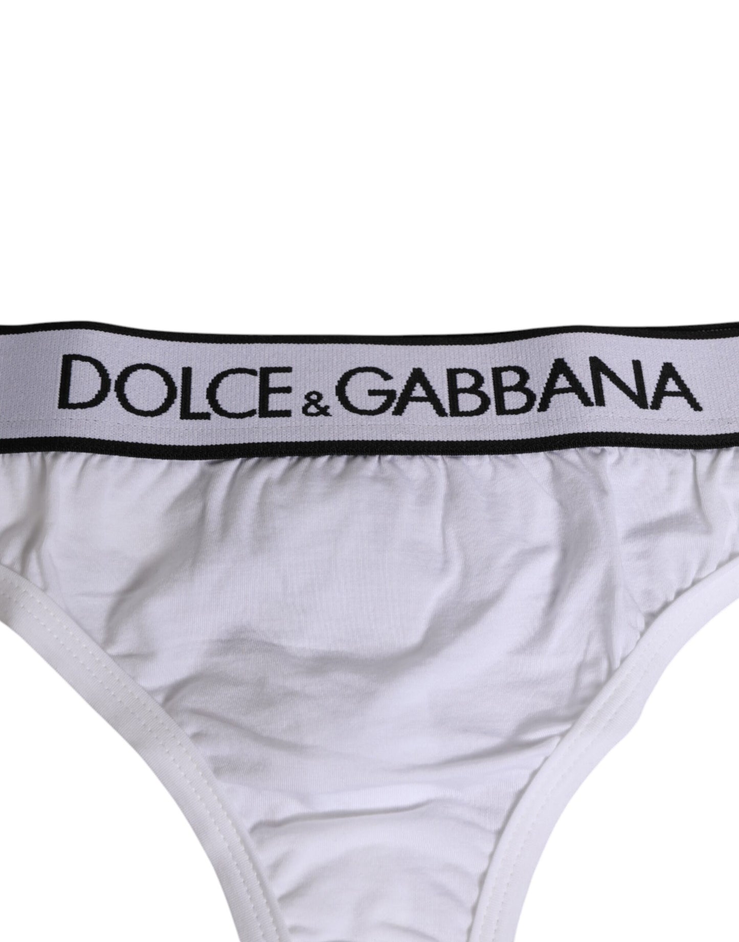 Dolce &amp; Gabbana – Tanga aus Modalbaumwolle mit weißem Logobund