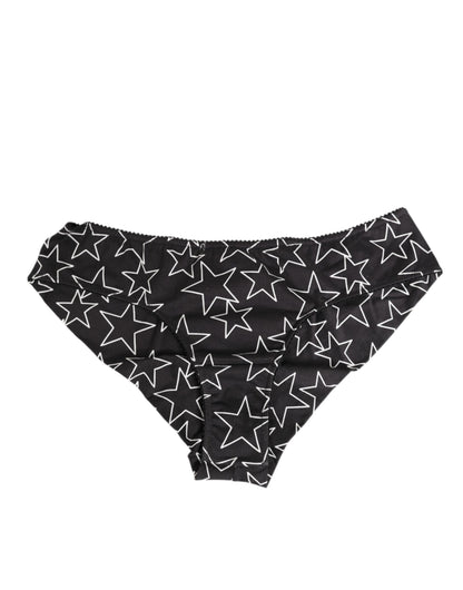 Dolce & Gabbana Black White Star Print Cotton Slip Panty Underwear