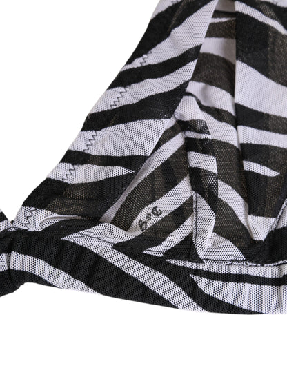 Dolce &amp; Gabbana – Bralette-Unterwäsche aus transparentem Netzstoff mit Zebramuster in Schwarz und Weiß