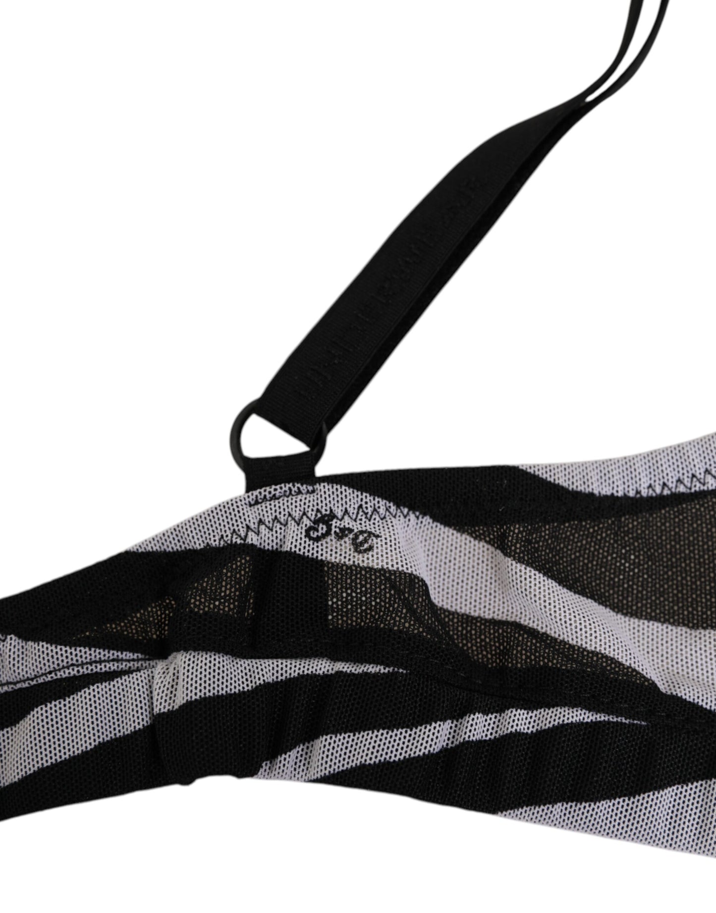 Dolce &amp; Gabbana – Bralette-Unterwäsche aus transparentem Netzstoff mit Zebramuster in Schwarz und Weiß