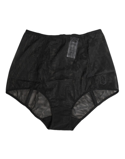 Dolce &amp; Gabbana – Transparente Shapewear-Unterwäsche aus schwarzem Netzstoff mit hoher Taille