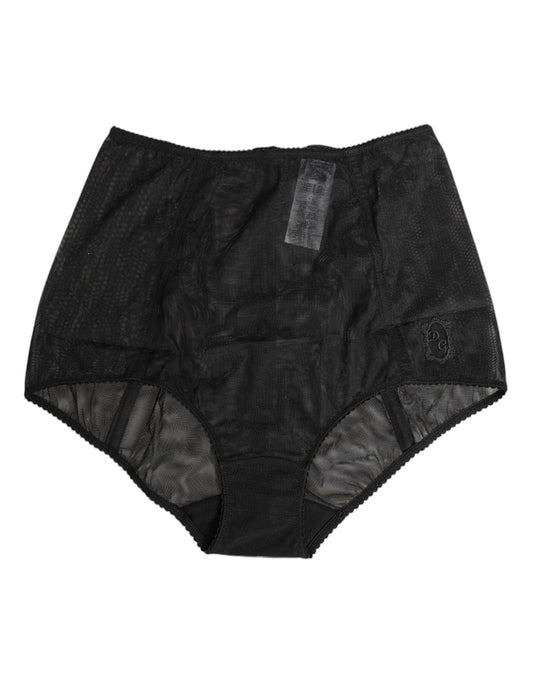 Dolce &amp; Gabbana – Transparente Shapewear-Unterwäsche aus schwarzem Netzstoff mit hoher Taille