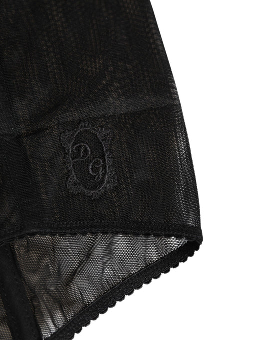 Dolce &amp; Gabbana – Transparente Shapewear-Unterwäsche aus schwarzem Netzstoff mit hoher Taille