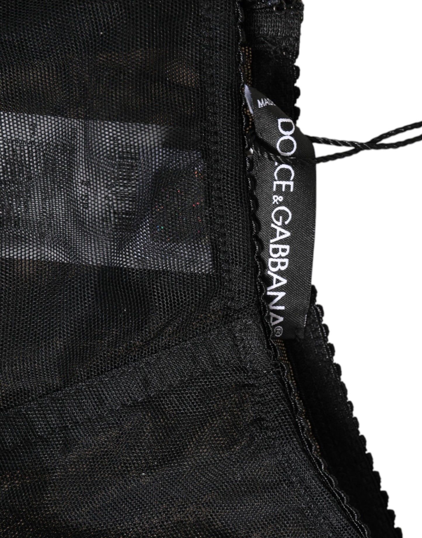 Dolce &amp; Gabbana – Transparente Shapewear-Unterwäsche aus schwarzem Netzstoff mit hoher Taille