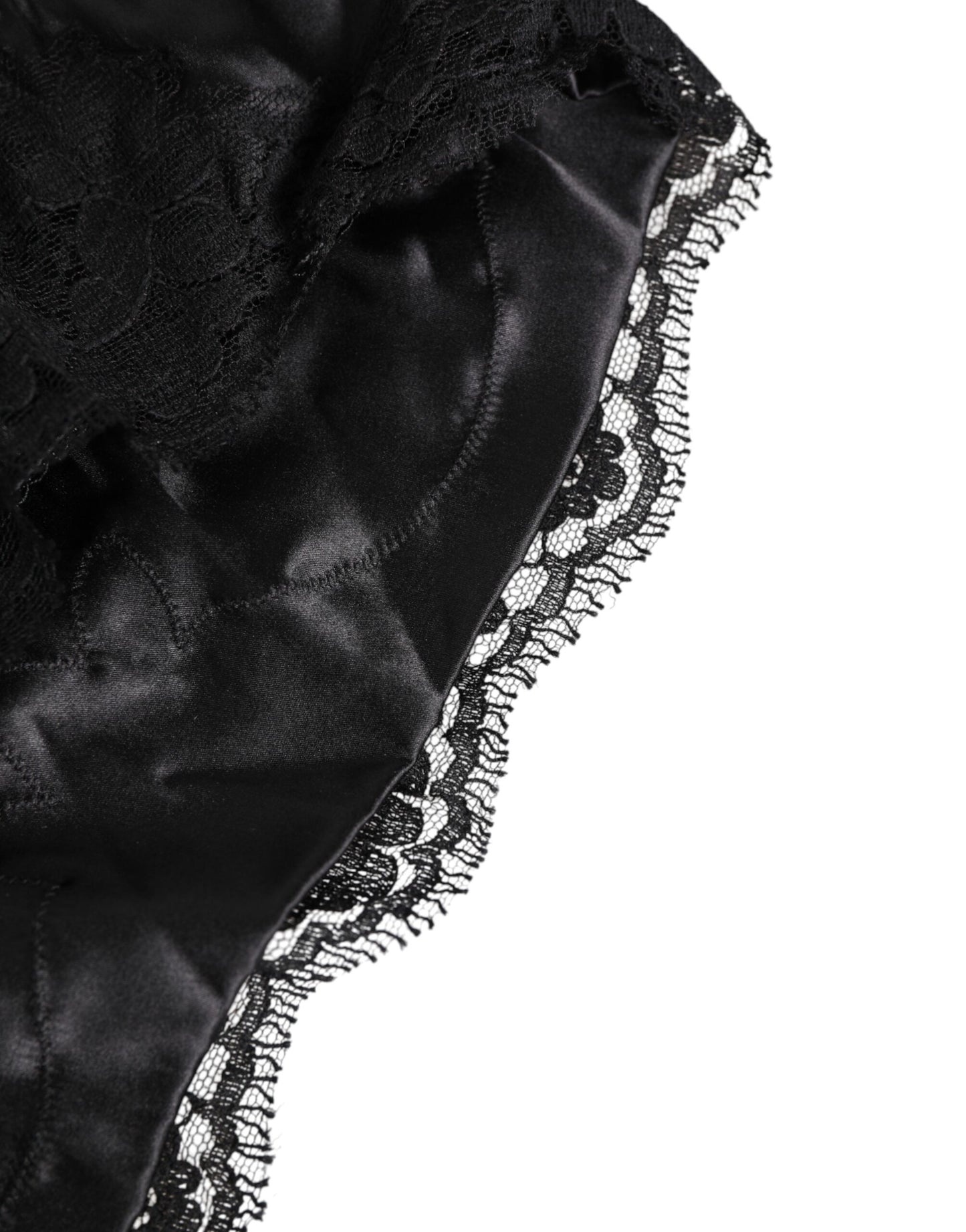 Dolce & Gabbana Black Silk Satin Lace Trim Panty  Underwear