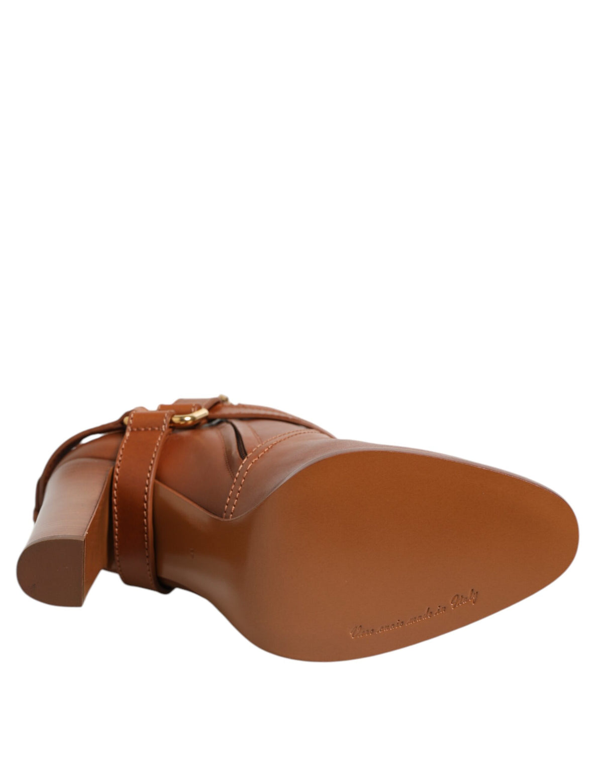 Dolce &amp; Gabbana Stiefeletten aus braunem Leder mit DG-Logo und Schnalle