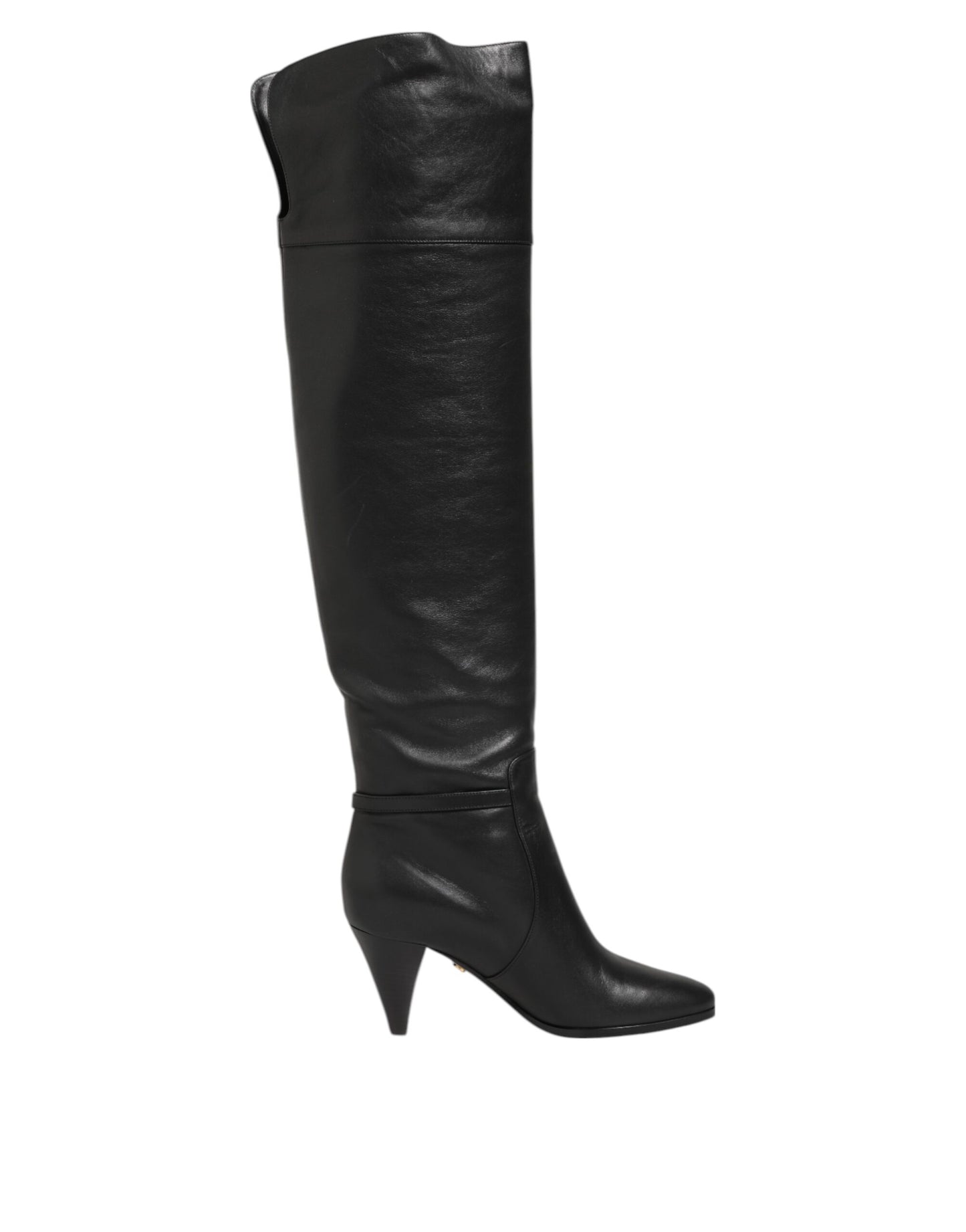 Dolce &amp; Gabbana – Overknee-Stiefel aus schwarzem Leder im DG-Stil