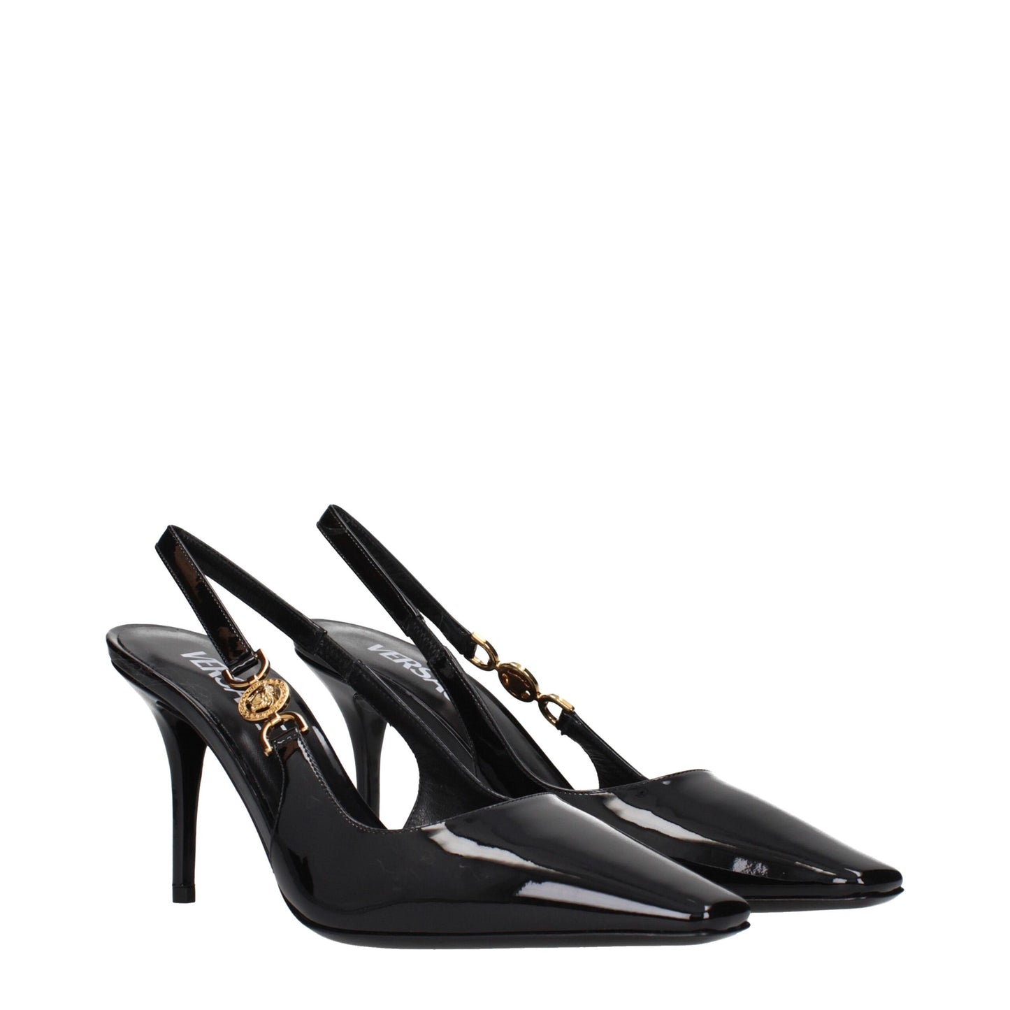 Versace – Schwarze Pumps aus Leder mit hohem Absatz