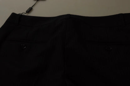 Dolce &amp; Gabbana – Schwarze Hose mit Streifen und mittlerer Taille