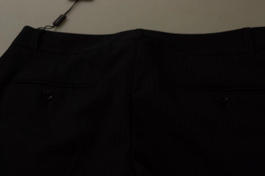 Dolce &amp; Gabbana – Schwarze Hose mit Streifen und mittlerer Taille