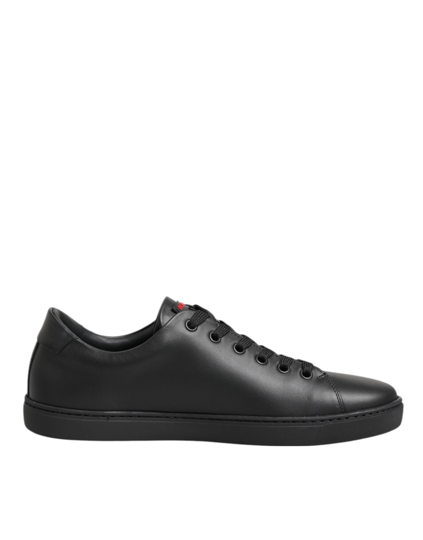 Dolce &amp; Gabbana Schwarze Leder Kristall Herz Low Top Sneakers Schuhe
