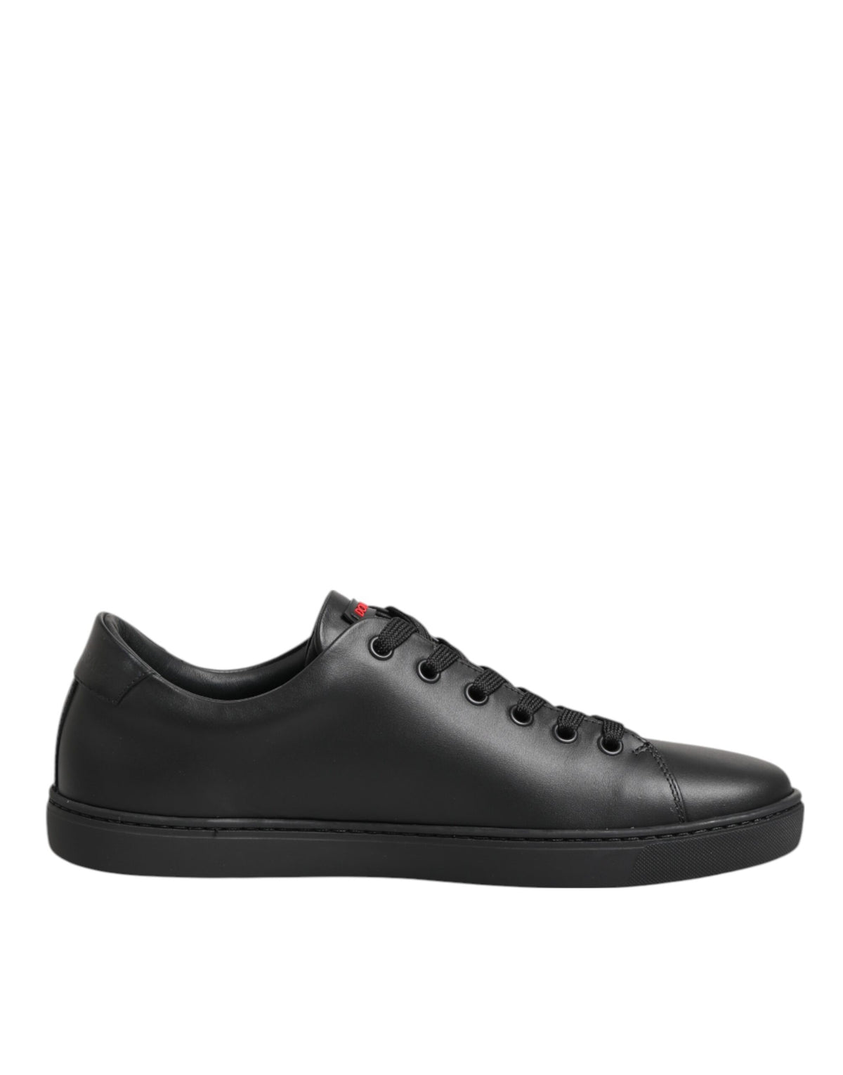 Dolce &amp; Gabbana Schwarze Leder Kristall Herz Low Top Sneakers Schuhe
