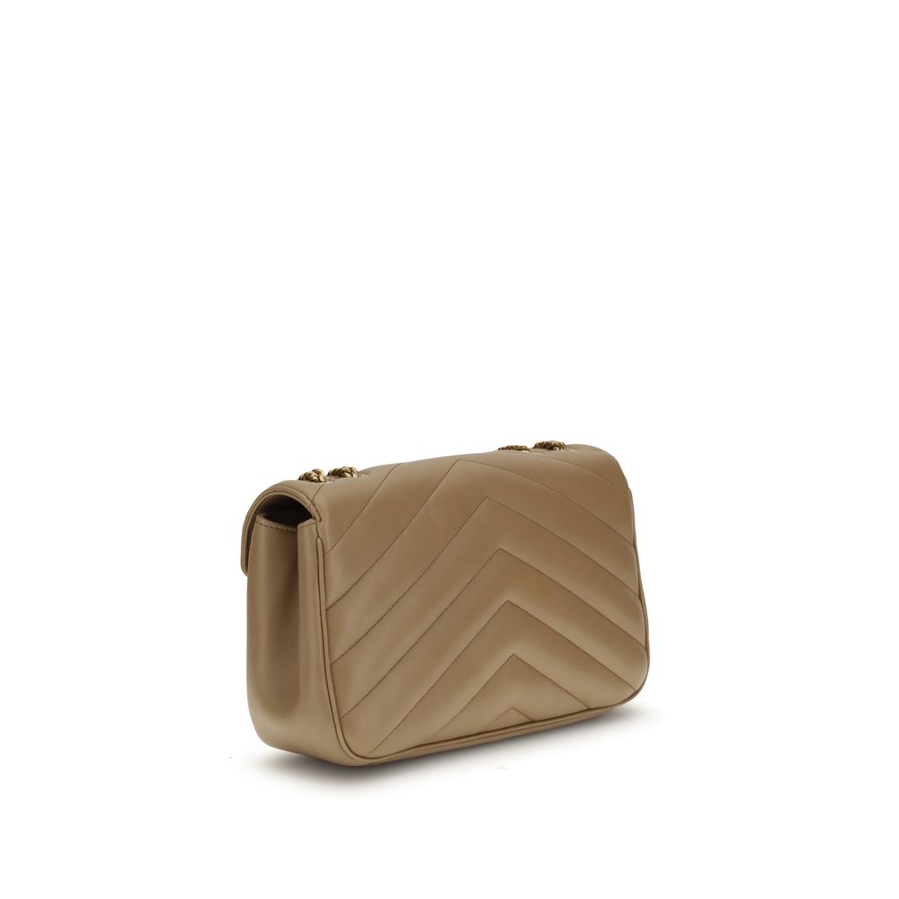 Saint Laurent Schultertasche aus beigefarbenem Kalbsleder (Bos Taurus)