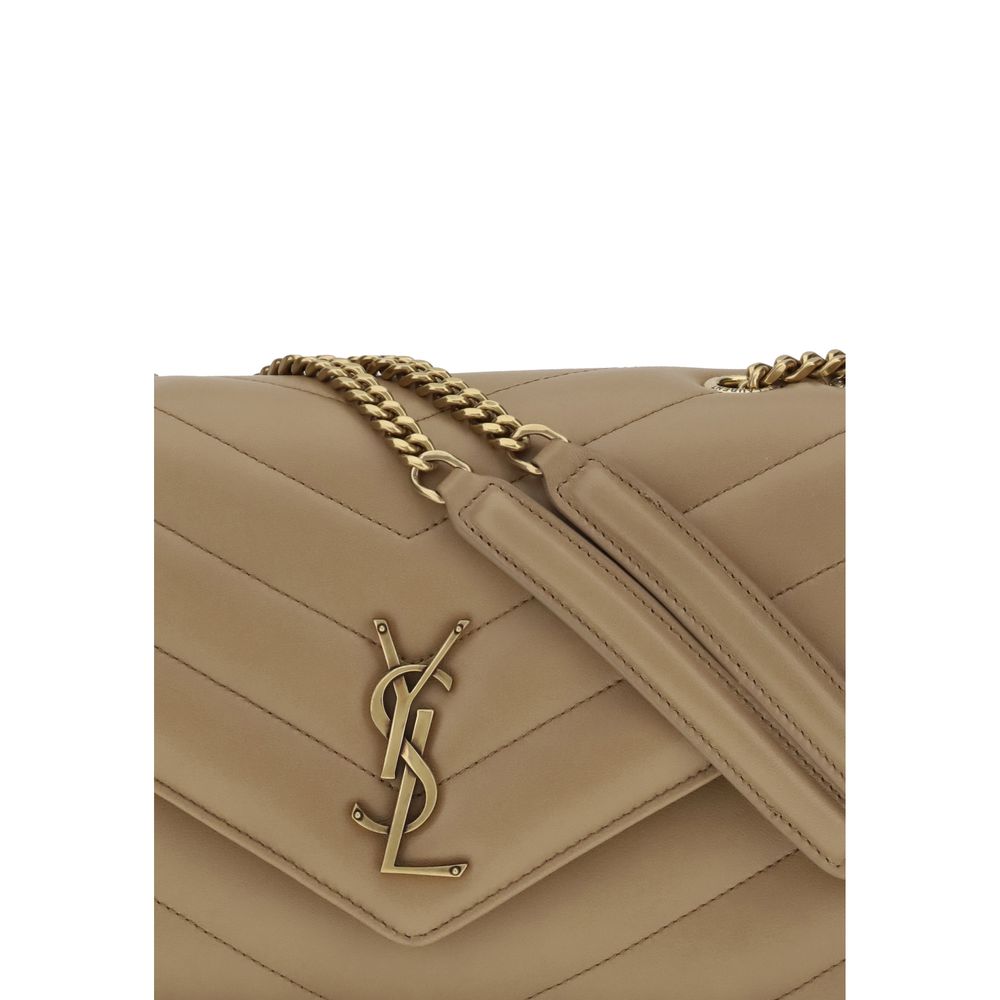 Saint Laurent Schultertasche aus beigefarbenem Kalbsleder (Bos Taurus)