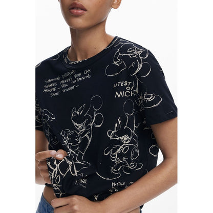 Desigual Schwarzes Baumwoll-T-Shirt für Damen