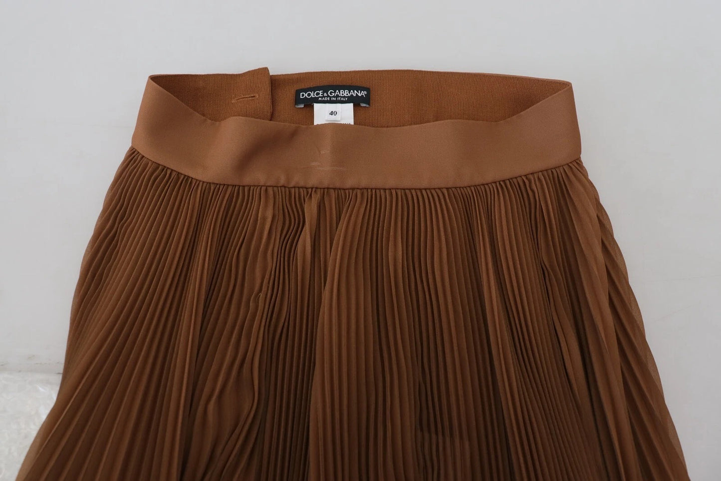 Dolce &amp; Gabbana Beige Longuette Plisse Chiffon Midirock