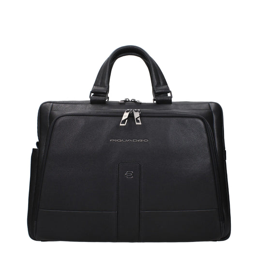 Piquadro Schwarze Business- und Laptoptaschen aus Leder