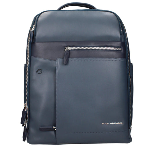 Piquadro Blaue Lederrucksäcke