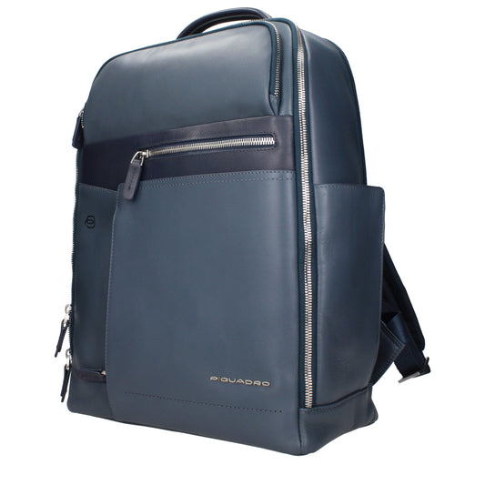 Piquadro Blaue Lederrucksäcke