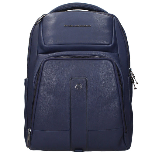 Piquadro Blaue Lederrucksäcke