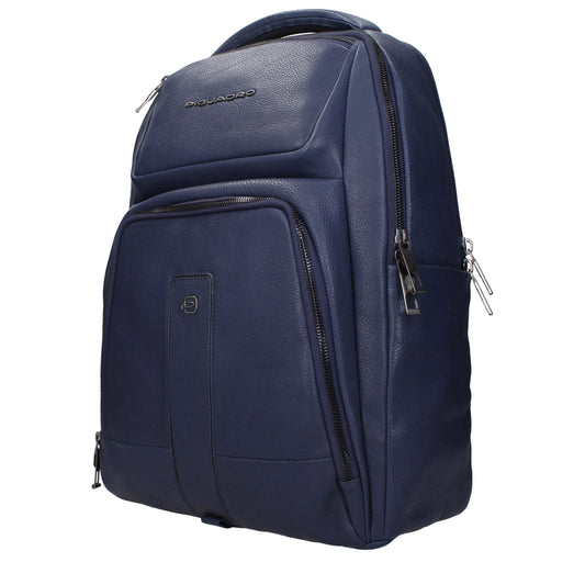 Piquadro Blaue Lederrucksäcke